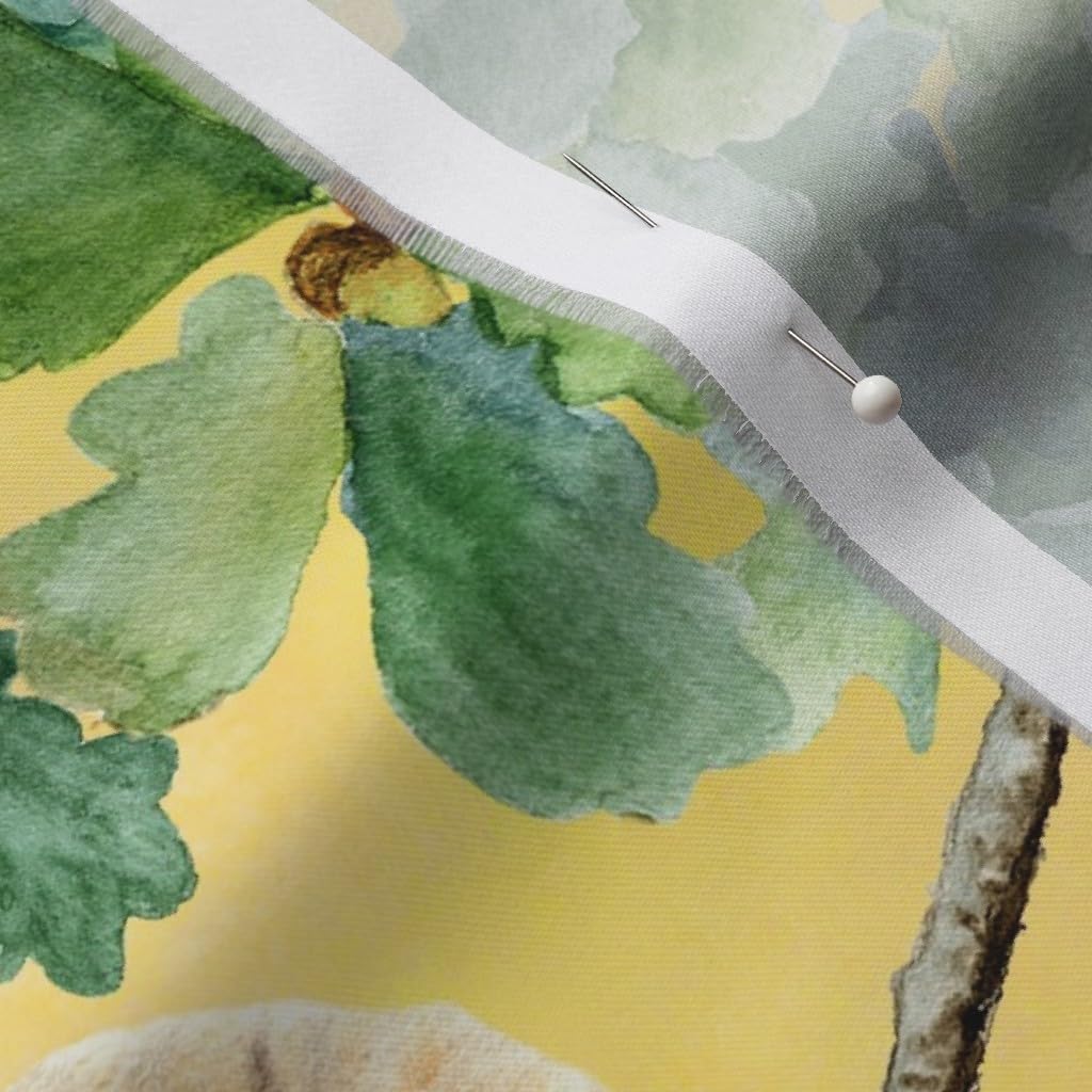 Spoonflower Fabric - Squirrels Watercolor Squirrel Animal Autumn Summer Tree Woodland Printed on Organic Cotton Sateen Fabric by The Yard - Sewing Quilting Apparel Home Decor