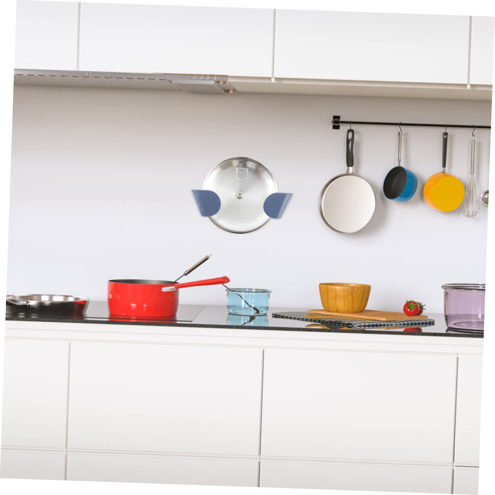 Cabilock 5Pair Abs Blue Pot Lids Storage Rack Seamless Adhesive Kitchen Lid Holder Multifunctional Pot Rest Shelf and Lightweight Organizer for Pots Dishes Trays