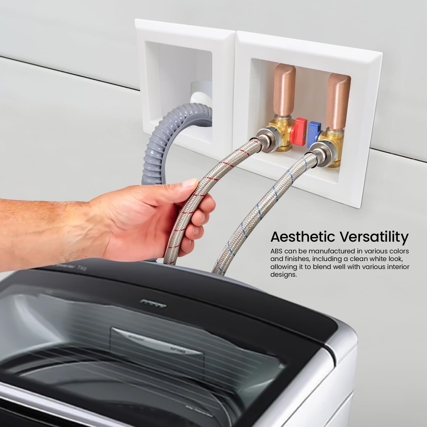 Highcraft Washing Machine Outlet Box Double Interlocking Universal Utitliy Outlet Valve Box for Ice Maker, Gas Valve, Air Admittance Valve, Wash Machine, 1/2" Sweat/MIP Connection with Hammer Arrestor