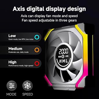 Jungle Leopard Galaxy V2 120MM PC CASE Fan|Computer Cooling ARGB CPU Cooler Daisy Chain Fan|Three-Mode Digital Display|Dual-Track RGB LED Light Strip|600-2100 PWM Control|Triple Pack (White-3Pack)