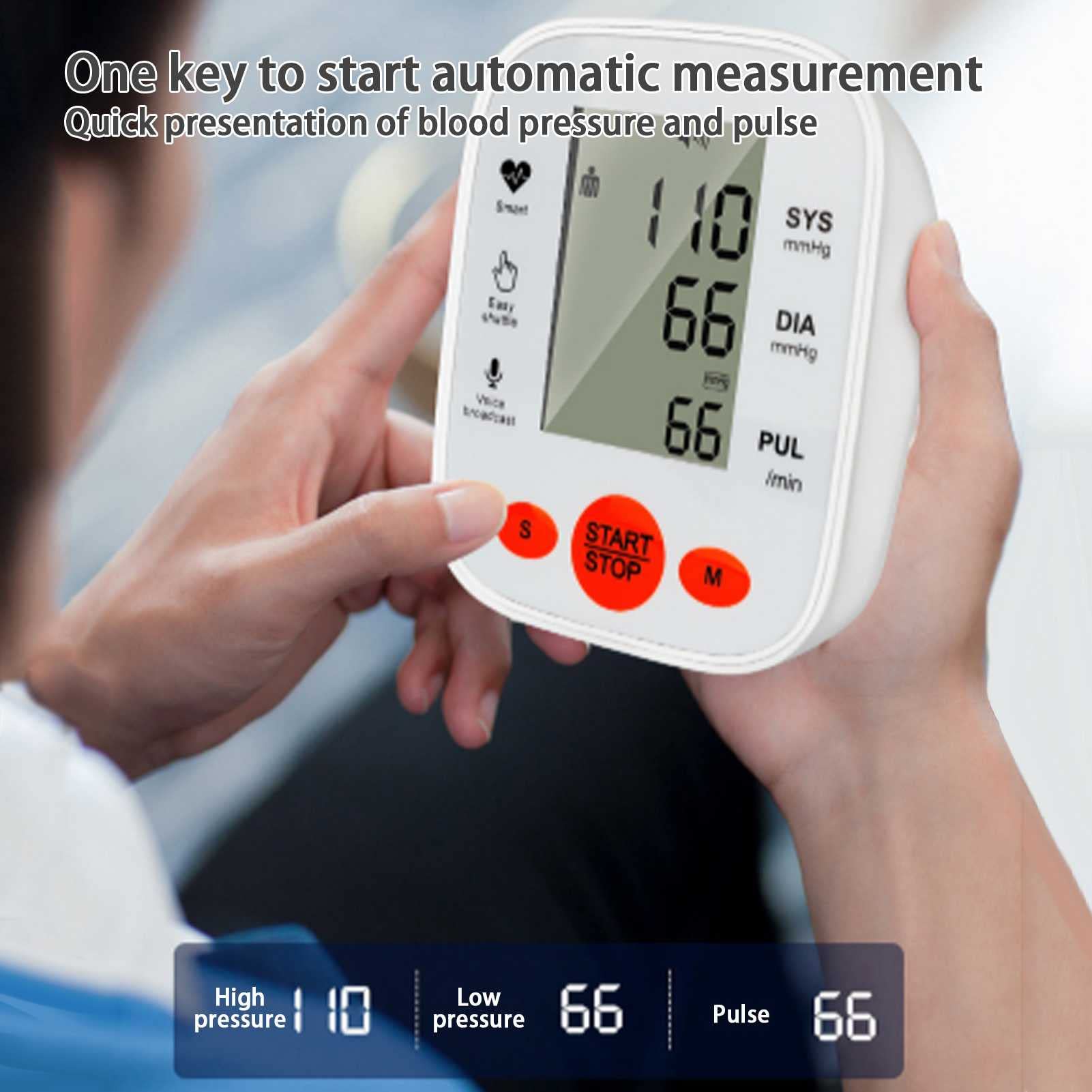 Domowy automatyczny ciśnieniomierz, strona bez mankietu 360 °, transmisja głosu, podświetlany wyświetlacz z dużym ekranem, inteligentne ciśnienie, inteligentny typ ramienia Elektroniczny ciśnieniomi