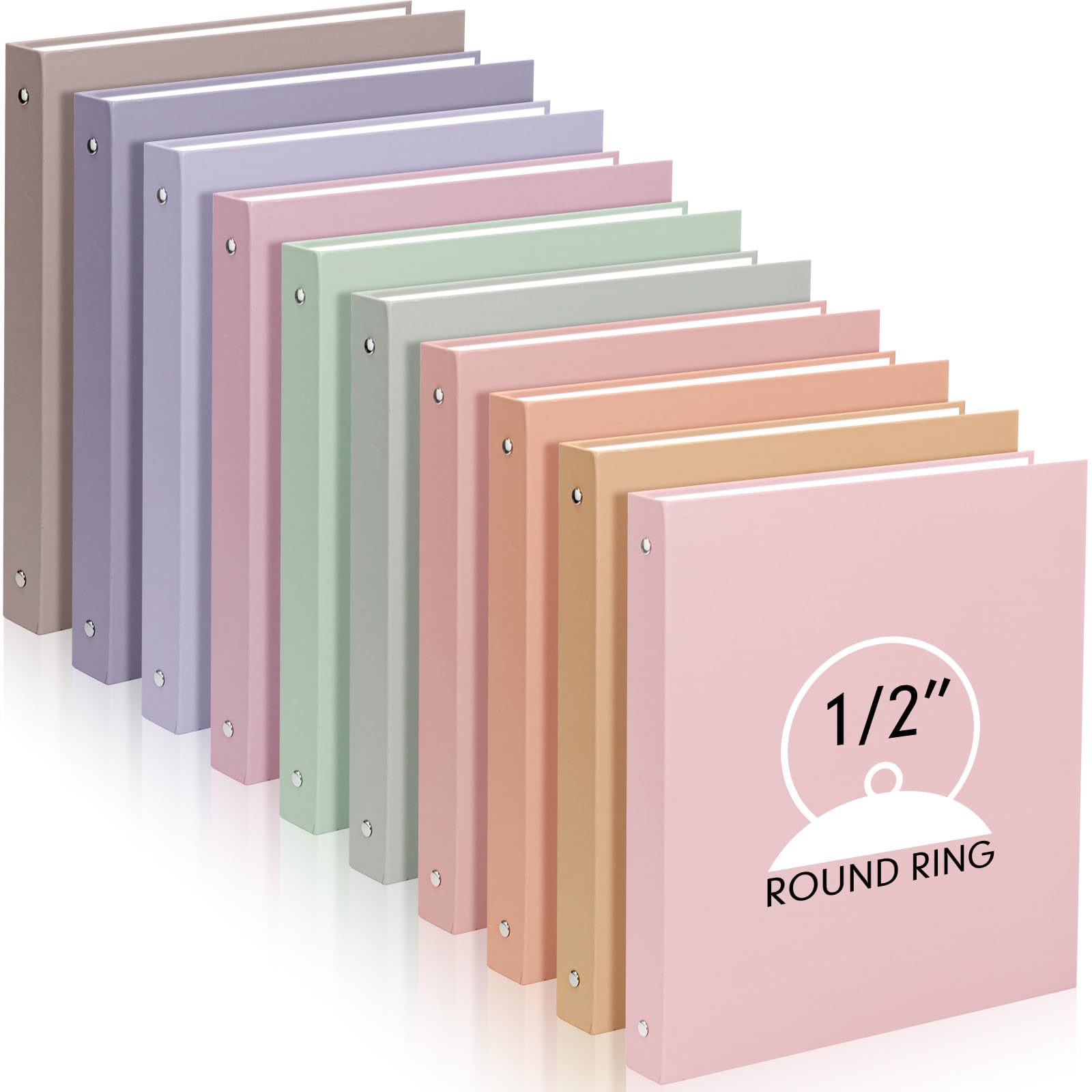 Ctosree Lot de 10 classeurs robustes à 3 anneaux avec 2 poches multicolores à couverture rigide pour papier format lettre, école, bureau, maison, 10 couleurs (couleur fantaisie, 1,3 cm)
