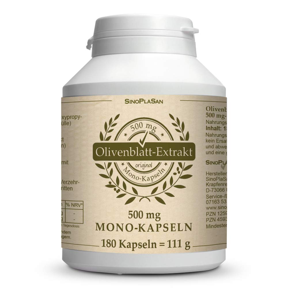 SinoPlaSan Olivenblattextrakt Kapseln 500mg Mono-Kapseln 180 Stk