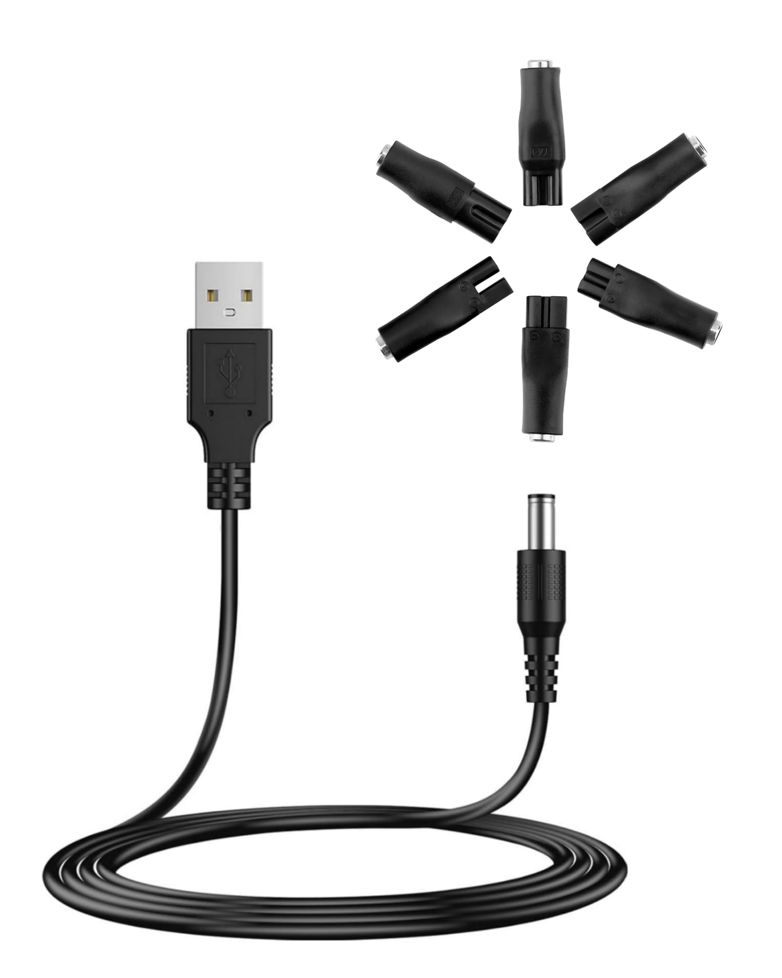 5V Charger Cord USB Adapter for Electric Hair Clippers, Beard Trimmers, Shavers, Beauty Instruments, Electric Hairdressers, Desk Lamps Power Supply Charging Cable 6 PCS Set