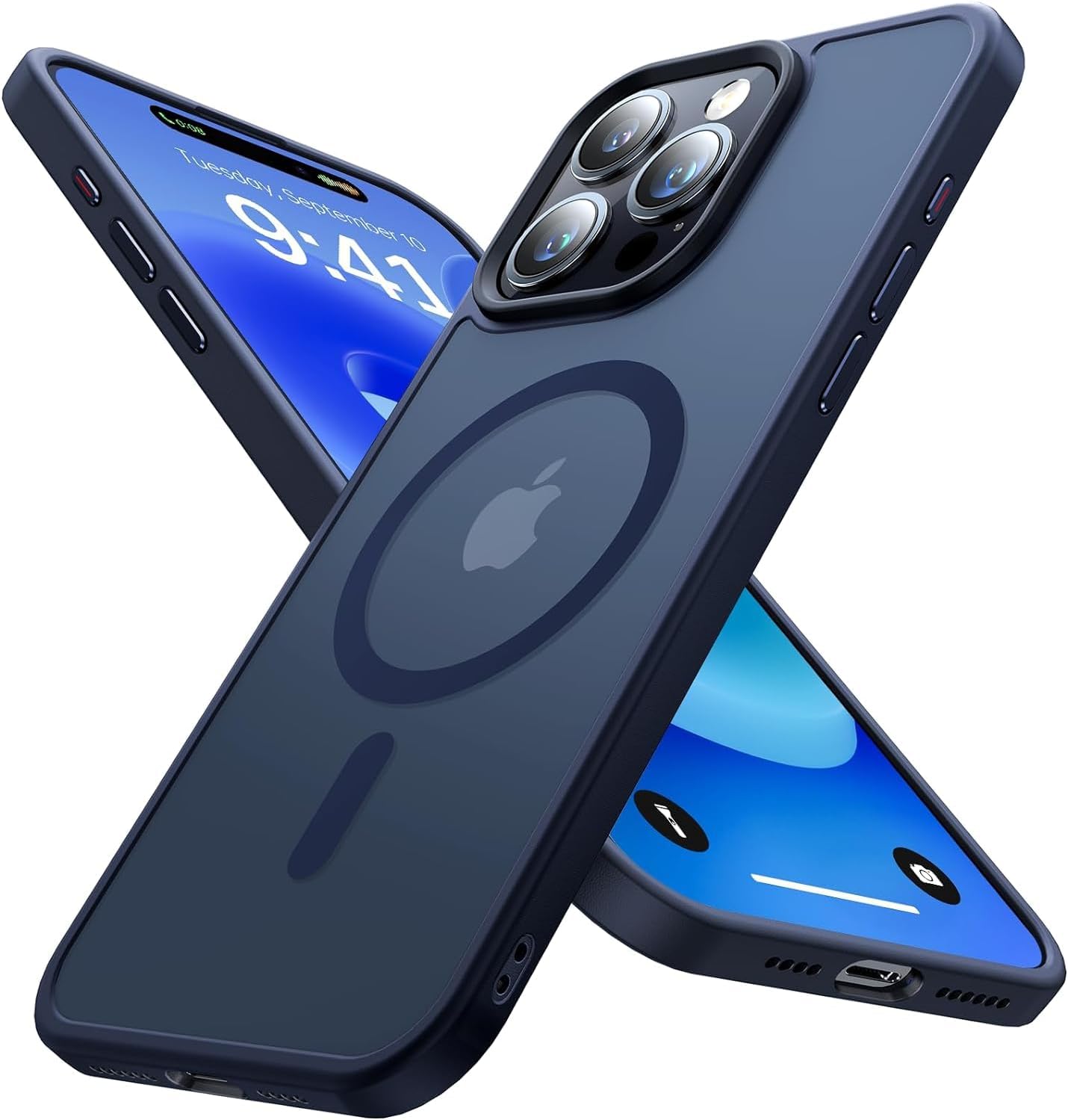 ELEPIK Stronger Magnetic for iPhone 16 Pro Case, [10 FT Military Grade Drop Tested] [Compatible with MagSafe] Slim Protective Matte Silicone iPhone 16 Pro Phone Case, Translucent Back, Blue