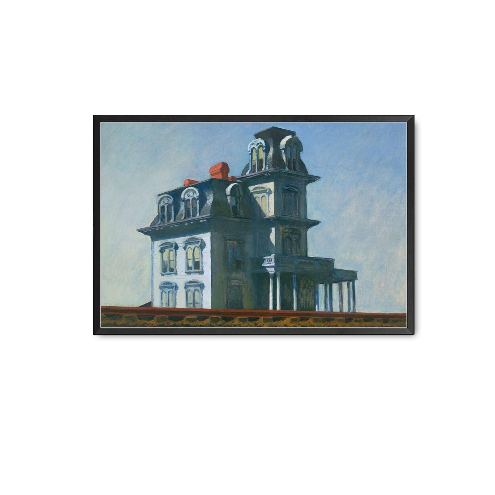ERHPSXB Canvas Art Prints House By The Railroad Painting Edward Hopper Printable Wall Art Decor Famous Landscape Print Classic Fine Art Poster Modern Home and Bedroom Decoration16x24inch Metal Frame