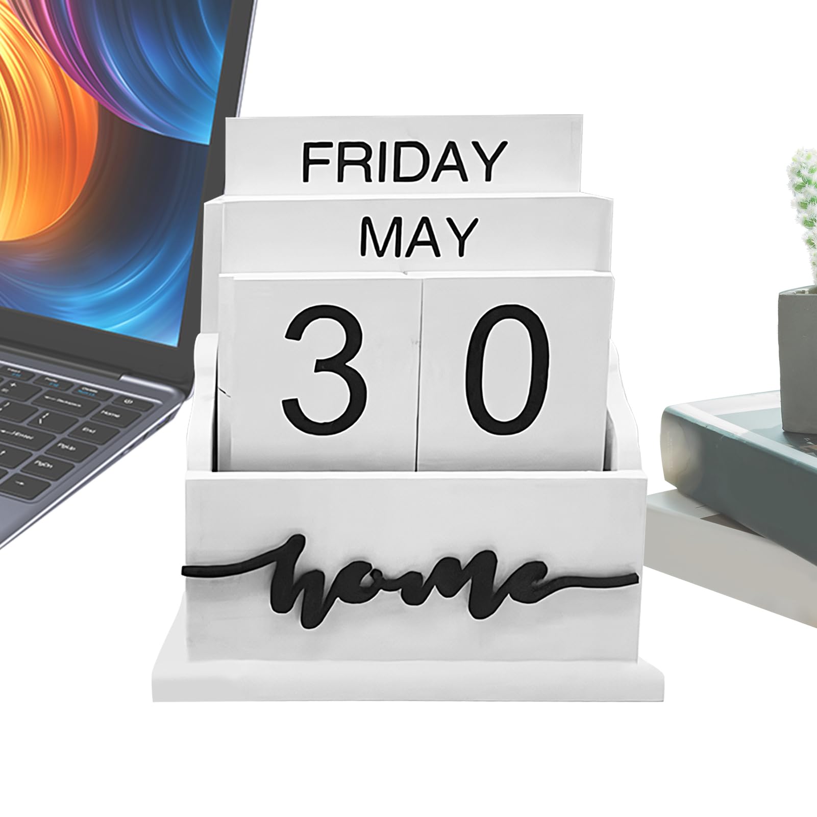 Wooden Desk Calendar,Multipurpose Retro Perpetual Calendar - Decorative Date Blocks for Home Ornament, Reusable Blocks for Work