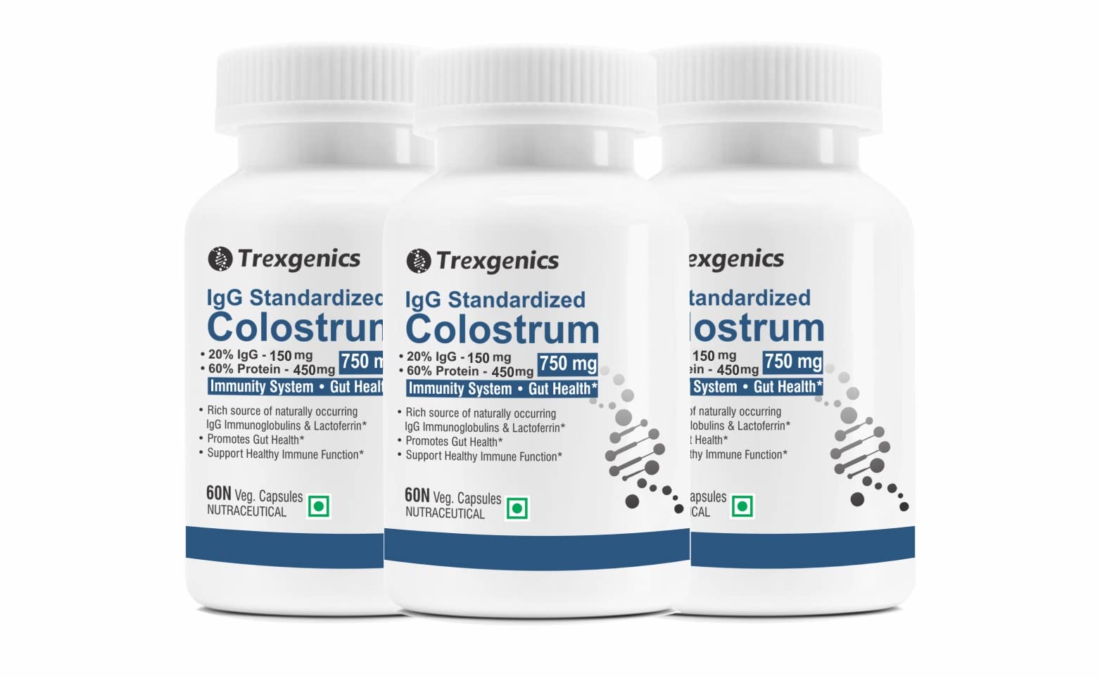 Trexgenics COLOSTRUM 750 mg, 20% IgG, 60% Protein, Immunity, Gut Health Support VEGETARIAN & NON-GMO (60 Veg. Capsules) (Pack of 3) (B09VH1DFQY) Amazon Price History, Amazon Price Tracker