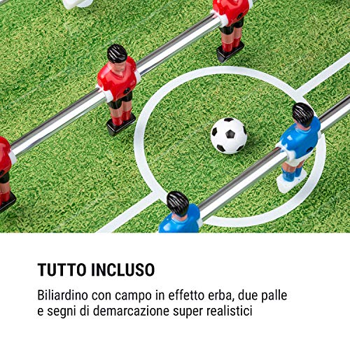 Klarfit Spin 2-in-1 Multifunktionstisch, Billardtisch 105 x 58 cm/grüne Bespannung, Tischkicker inklusive Spielzubehör, Spin-Funktion: drehbarer Tischl – Bild 7