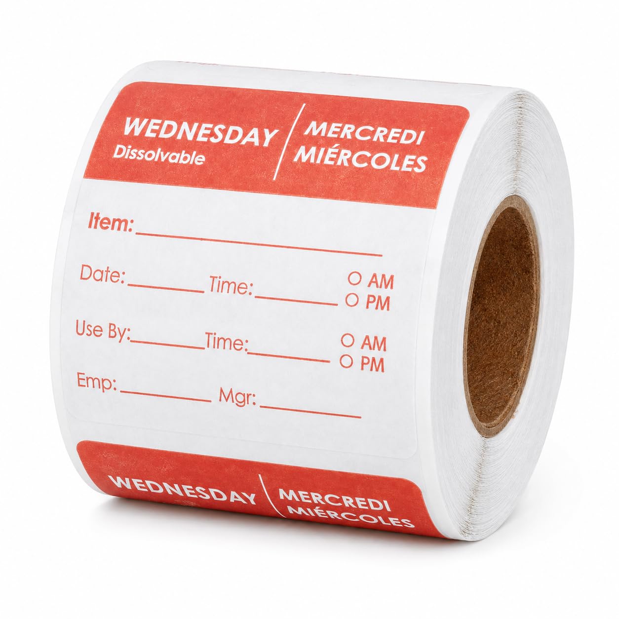 Wednesday 2" x 2" Dissolvable Day of the Week Labels by Glownary – 2 X 2 Inches, Paper, Red, Model Wednesday-2x2-250