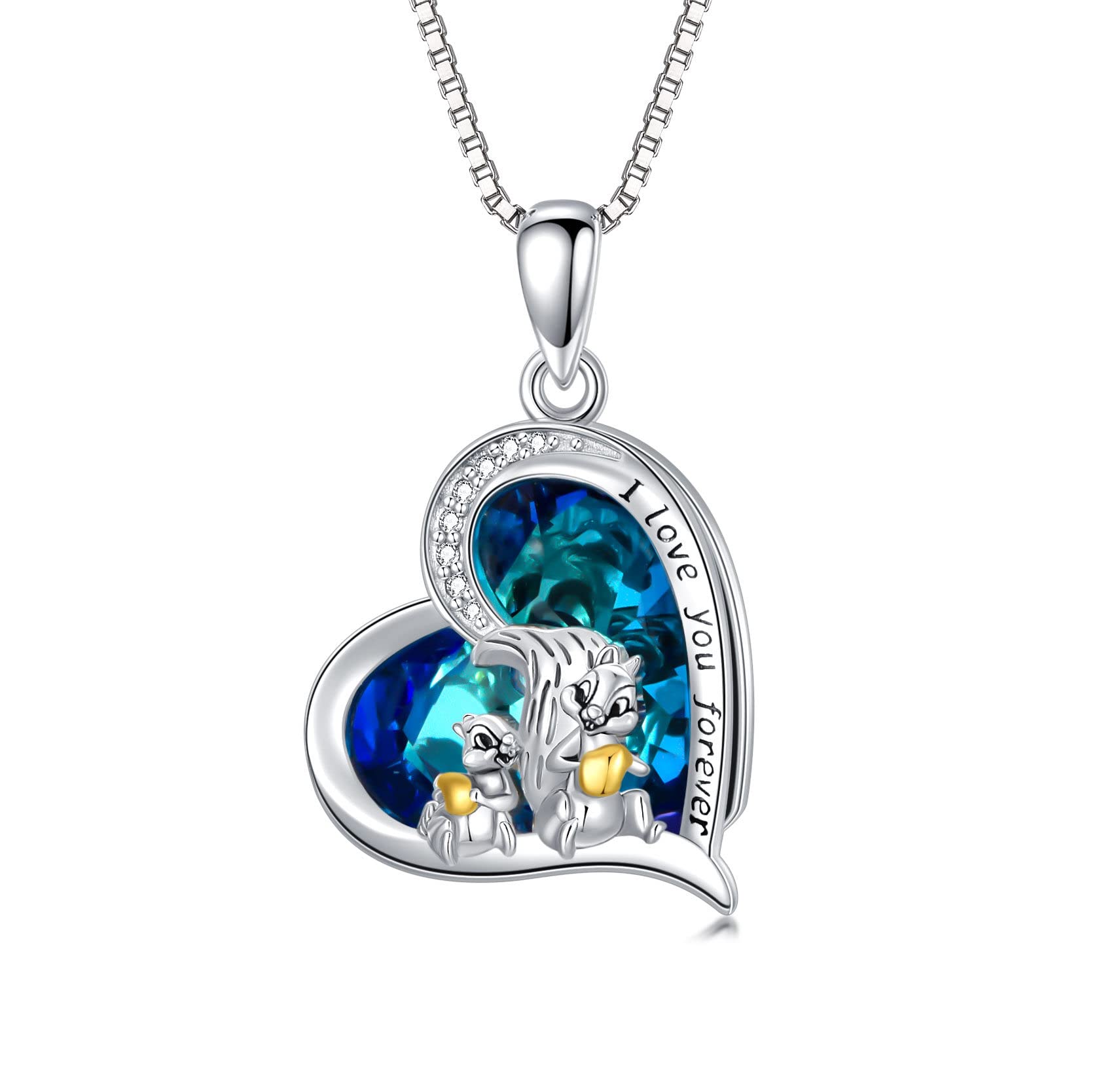 PROESS Collana con scoiattolo in argento Sterling 925, con cristalli, con ciondolo a forma di scoiattolo, idea regalo per donne e ragazze, Geeignet, Argento sterling, Nessuna pietra preziosa