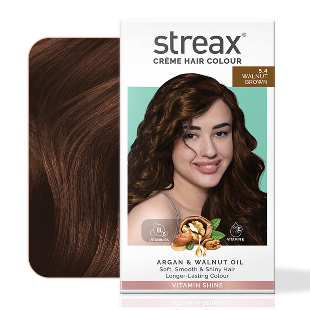 Streax Crème Permanent Hair Colour - 5.4 Walnut Brown Hair Color- 120 ml, 100% Grey coverage, Long Lasting Hair colour for women-image-29