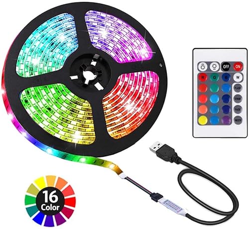 ACONDE 656 feet USB LED Strip Lights DIY Indoor Decoration TV Backlight 24 Keys Remote