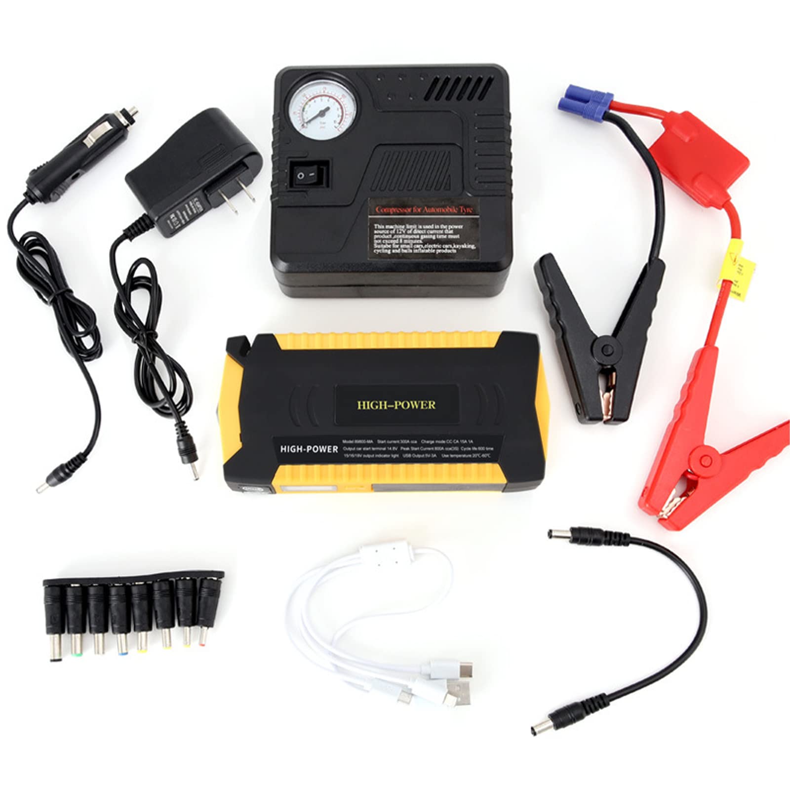 20000mAh 12V Car Jump Starter Banco de Energía Dispositivo de Arranque Arrancador de Batería de Automóvil Diesel con Inflador Arranque de Emergencia para Automóvil