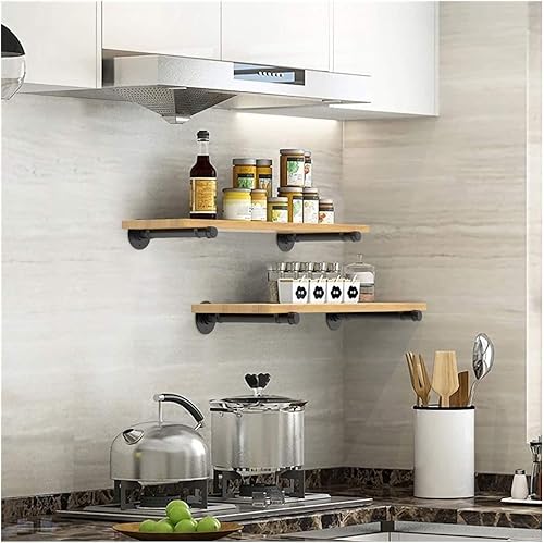 Miniatura 3 de Y&J - Soportes de estante de tubo rústicos, flotantes resistentes, soportes industriales de estante negro, para bricolaje, decorativos, soportes de