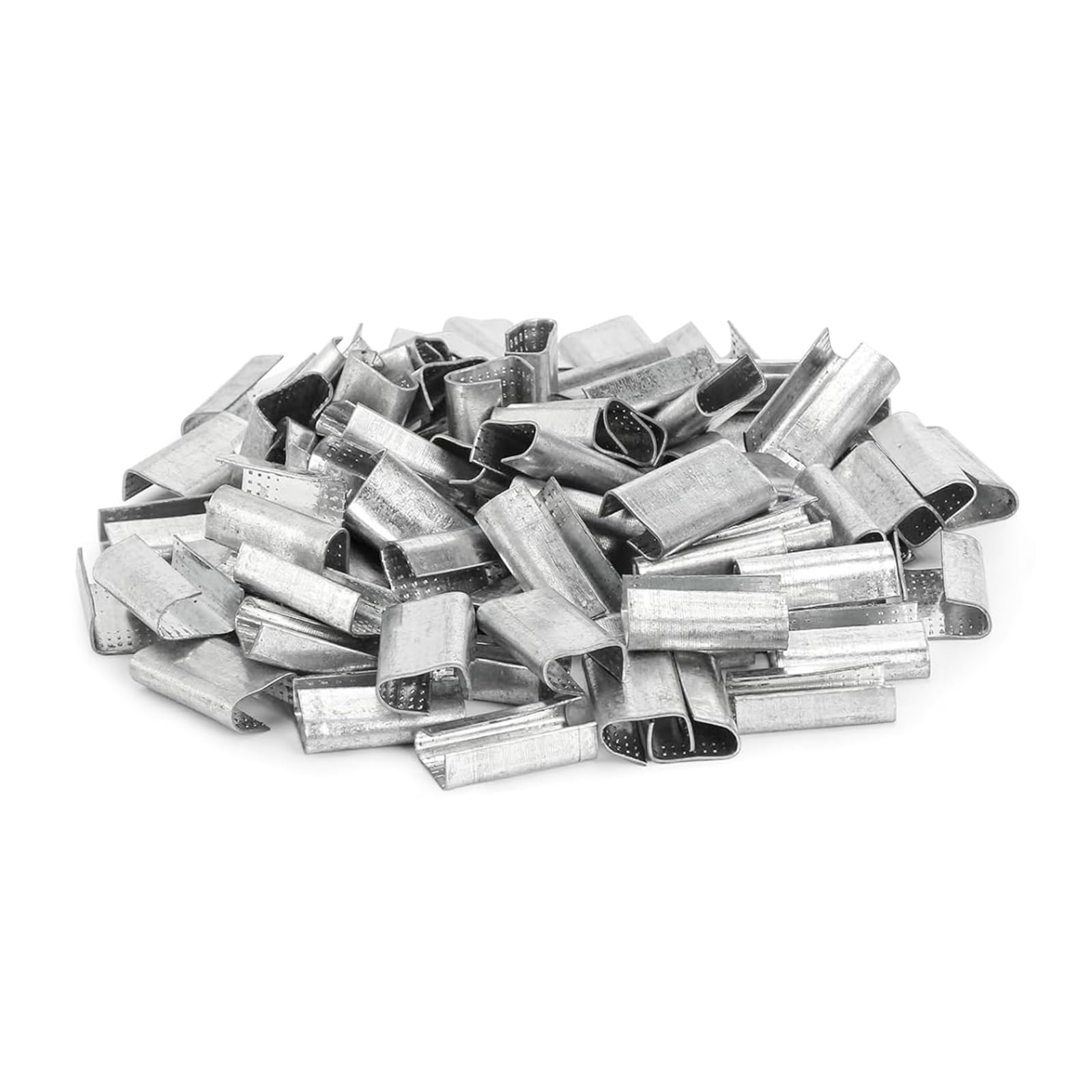 Gqgp 150Pcs 16Mm X 25Mm Metal Semi Open Strapping Seals For 16Mm Polypropylene Hand Strapping, Anti-Rust Galvanised Steel Serrated Seals For Packaging Pallet Banding, Anti-Slip Fasteners For Shipping