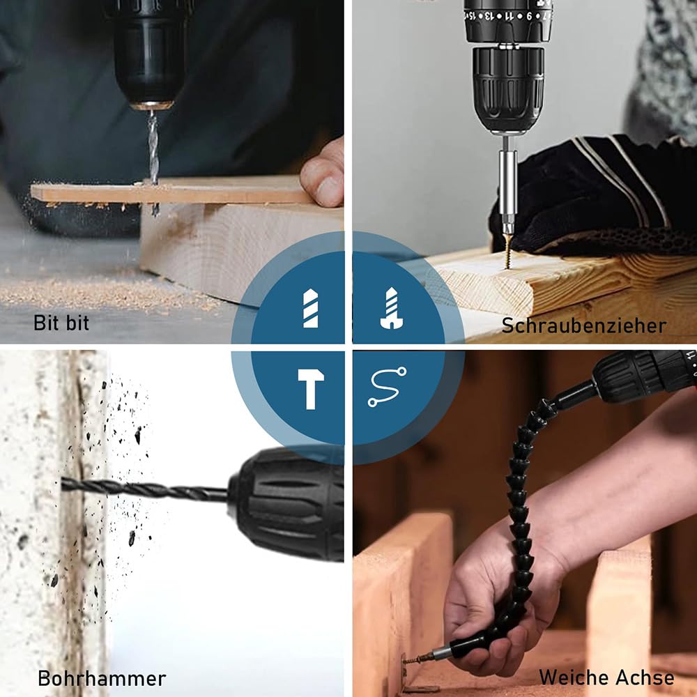 Akku Bohrschrauber 21V/18V, Ersatz für Makita 18V Akku, mit 26PCS Zubehöre,1x 3.0 Ah Akku und Ladegerät, 45 N.m, 25+1Drehmomentstufen, 2-Gang, für Haus DIY Projekt
