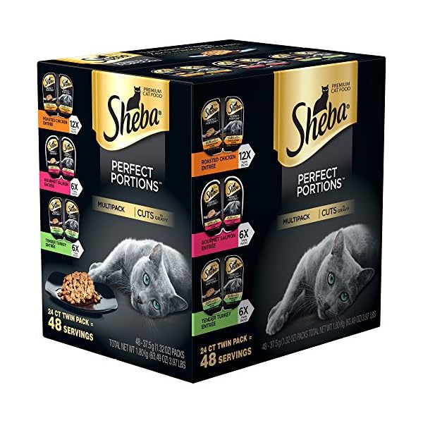 SHEBA-PERFECT-PORTIONS-Cuts-in-Gravy-Adult-Wet-Cat-Food-Trays-24-Count-48-Servings-Roasted-Chicken-Gourmet-Salmon-and-Tender-Turkey-Entre-Easy-Peel-Twin-Pack-Trays