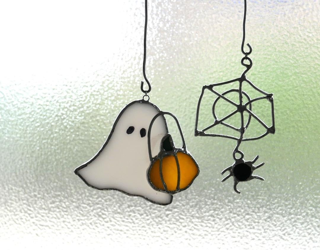 ステンドグラス ハロウィンモチーフのモビール(バラ売りも可) ステンド