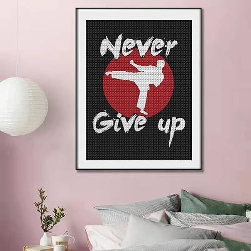 Miniatura 2 de Never Give Up Karate Kick Design DIY 5D Diamond Painting Drawing Pictures by Number Kits, Cross Stitch Crystal Rhinestone Bordado Pinturas
