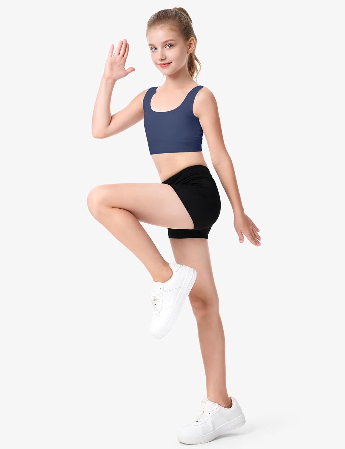 BOOPH Girls Training Bras Kids Bra Longline Crop Fixed Pads Underwear for Teen Girl Sports 9-14Y 4 Packs - Image 7