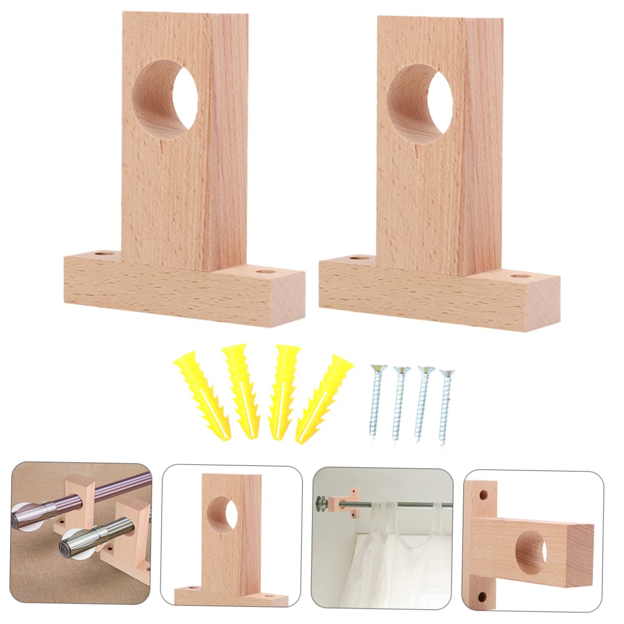 PRETYZOOM 10 Pcs Support De Poteau Romain Tringle À Rideau Rack Supports De Rideau Support De Rideau De Bain sans Perçage Supports De Tringle À Rideau Crochet D'Extrémité De Tringle À