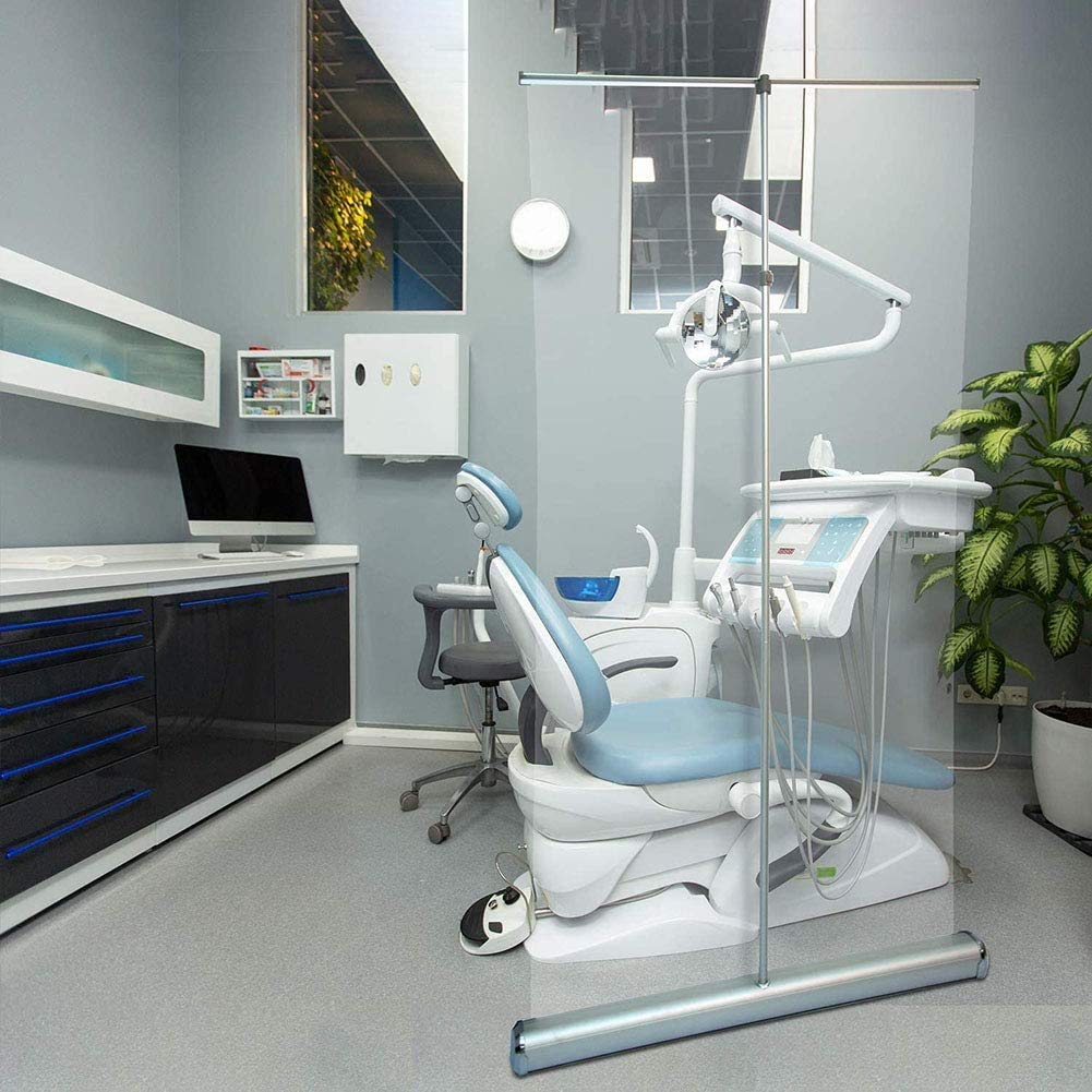 Floor Standing Sneeze Guard, Transparent Rolling Banner Clear Film Protection Barrier, Portable Partition Screen, for Nail Salon Restaurant Clinic (80cm×200cm)