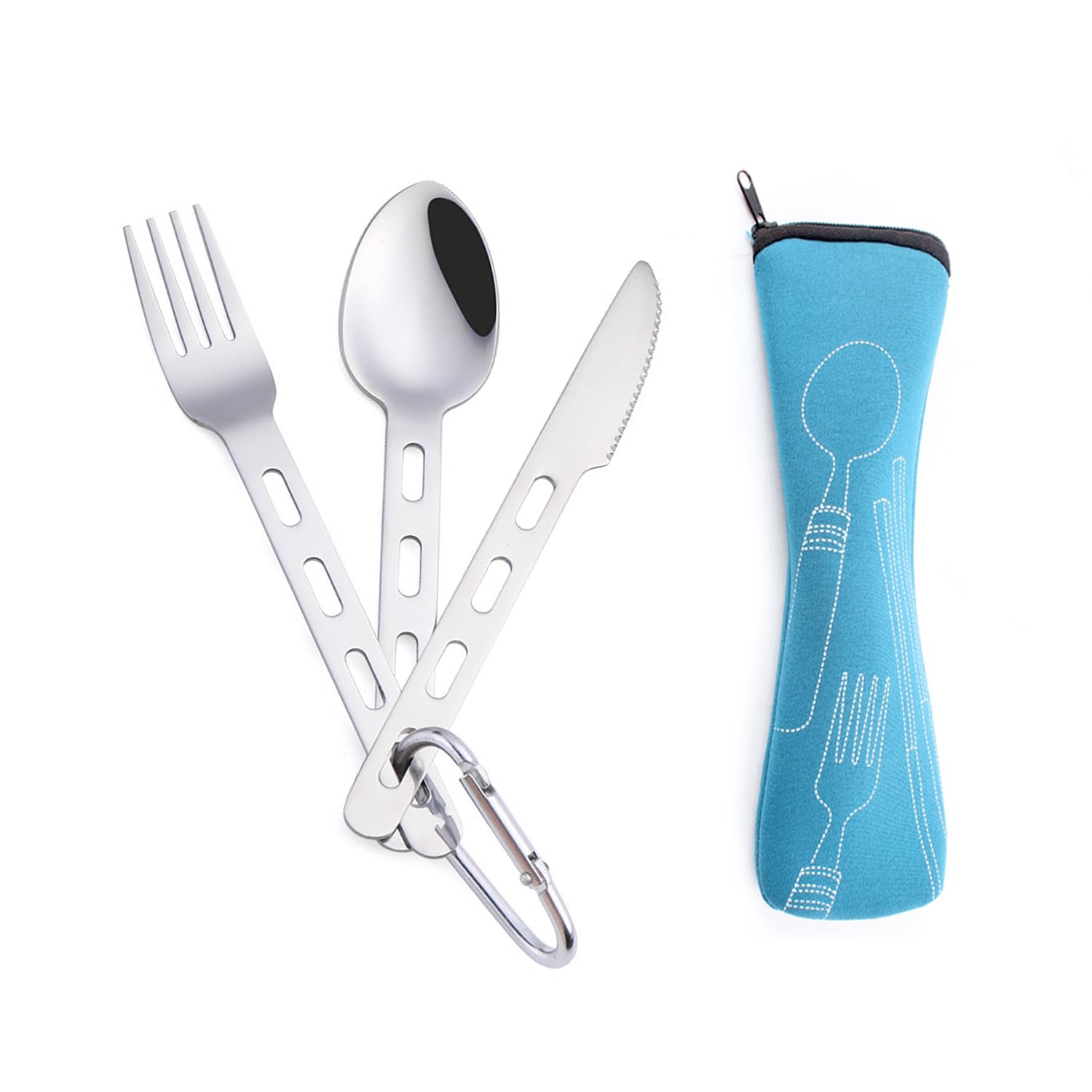 Set Di Posate Da Campeggio, Combinazione Forchetta, Cucchiaio E Coltello, Posate In Acciaio Inossidabile, Posate Da Esterno Riutilizzabili