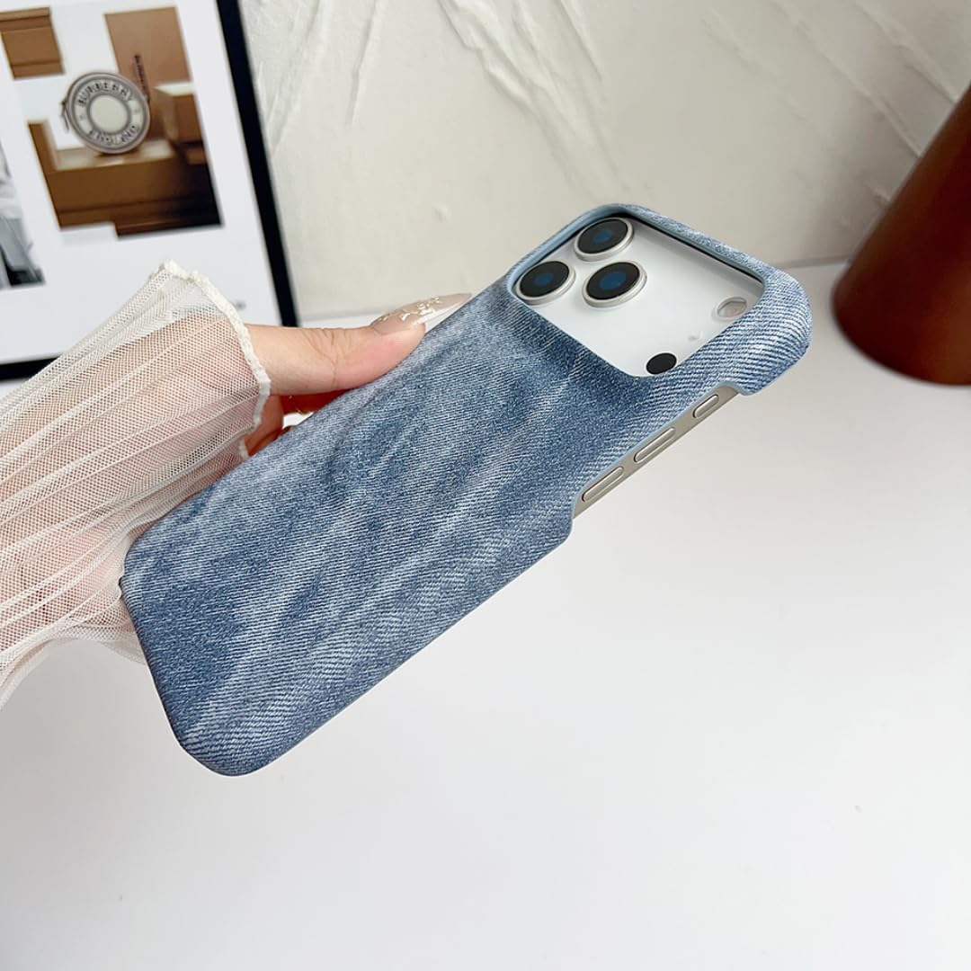Etui magnetyczne z jeansu, odporne na wstrząsy, chłodzące, bezramkowe, do iPhone'a 17 Pro, jasnoniebieskie