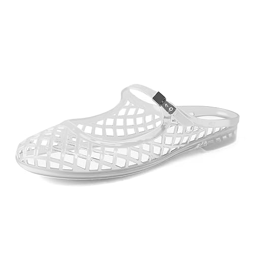 Jelly Flats for Women Mesh Mary Jane Breathable Slides Comfortable