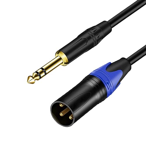 Cable de micrófono estéreo TRS macho a XLR macho de 0.250 in y 14 pulgadas, chapado en oro, 14 pulgadas macho a XLR macho, cable equilibrado para