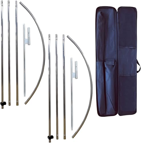 Swooper - Paquete de 2 postes de bandera con 2 paquetes de estacas para el suelo, kit completo de asta de bandera de plumas de 12 pies para banderas