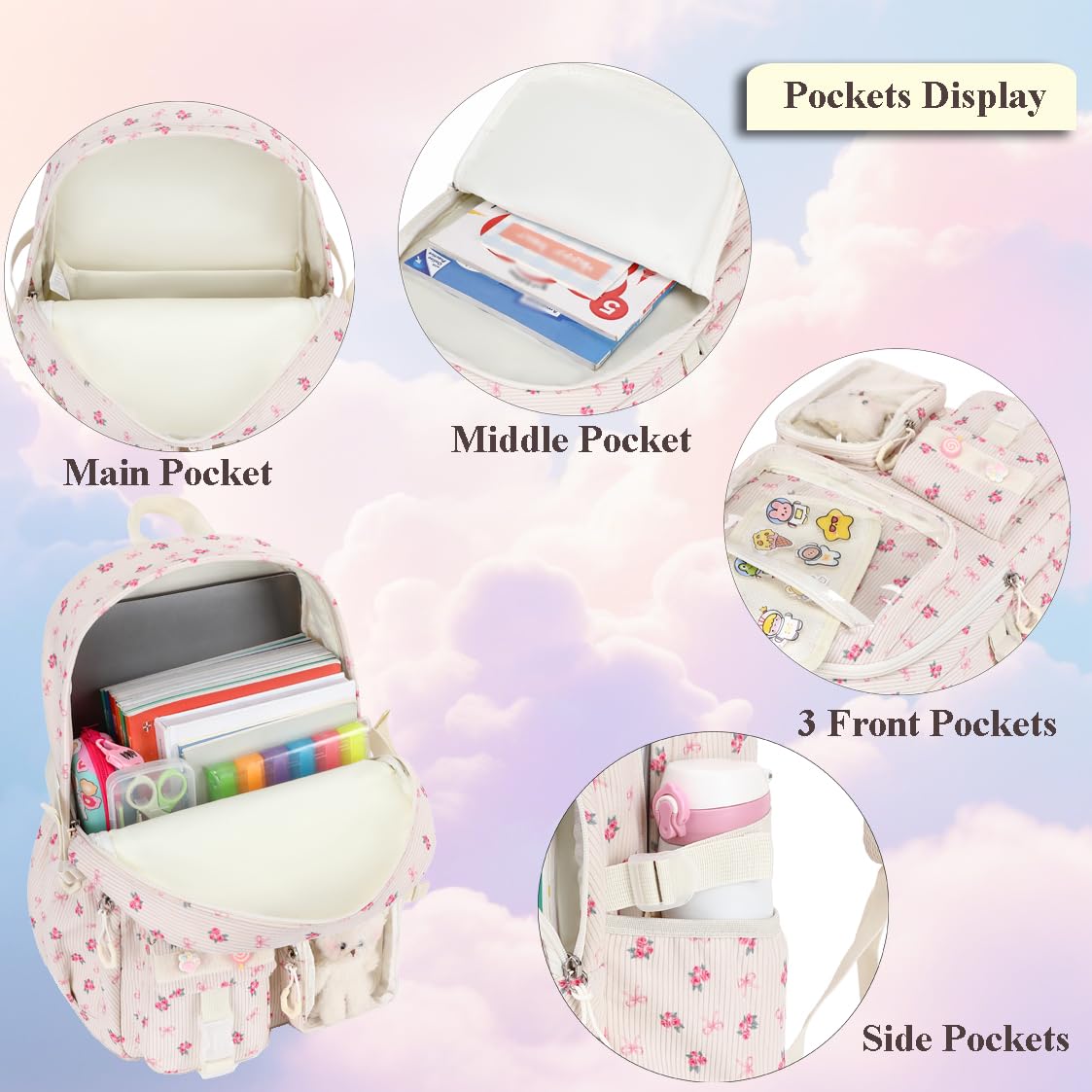 Kimwadalh Mochilas Unicornio Mochila Infantiles Niñas Set de Mochila Escolar Primaria Niñas Bolsa de Escolar para Niños Mochilas Unicornio para Niñas
