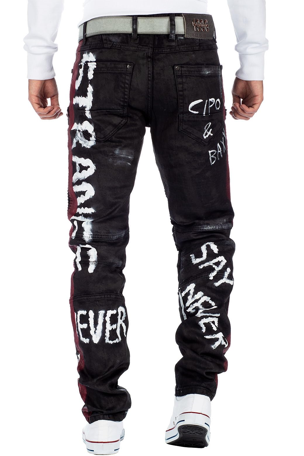 Cipo & Baxx Herren Denim Jeans mit markanten Biker- und Cargo-Details