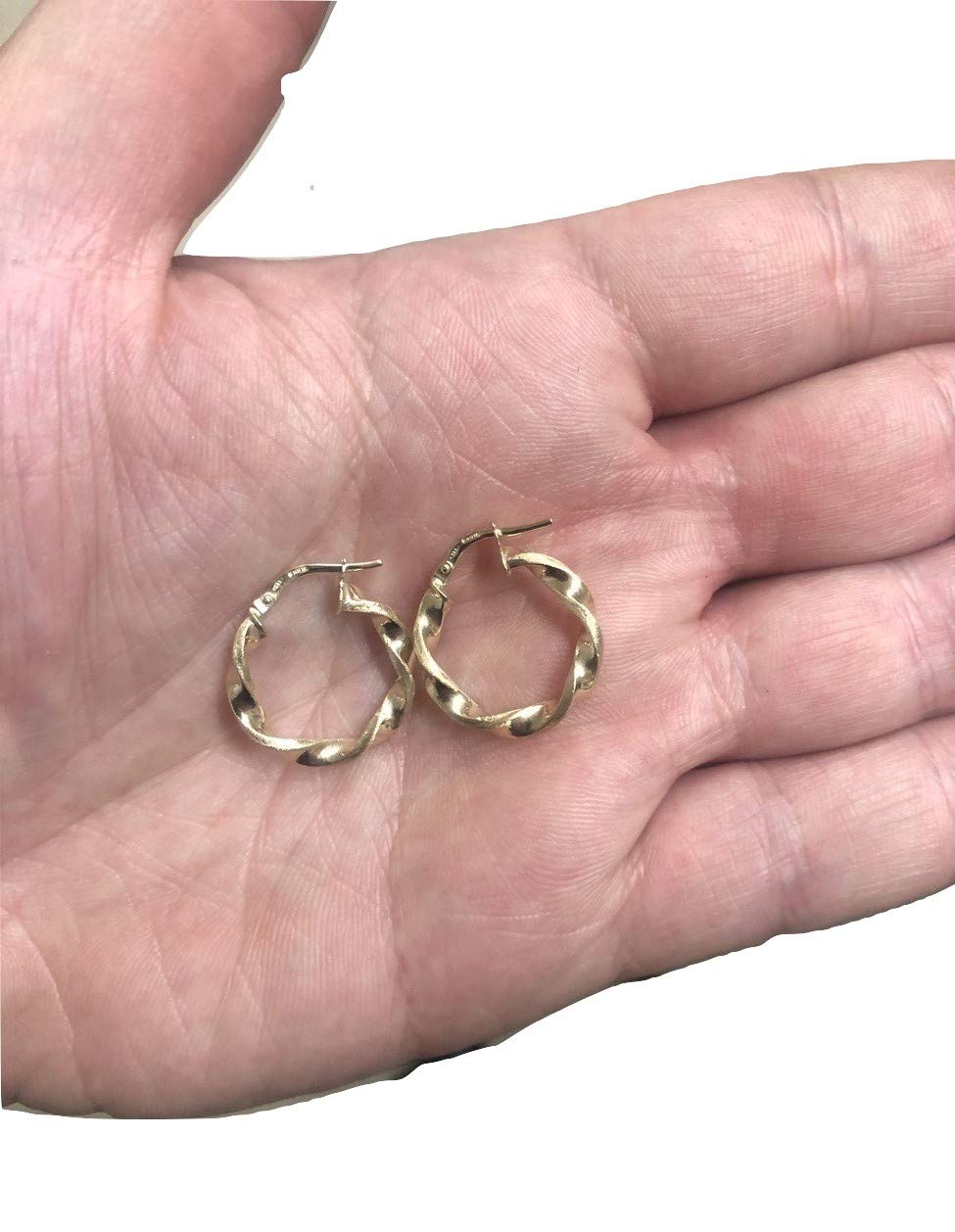 PRINS JEWELS Pendientes de aro pequeños de oro de 14 quilates trenzados parcialmente mate | Pendientes de oro amarillo 585 de alta calidad - PRI15M