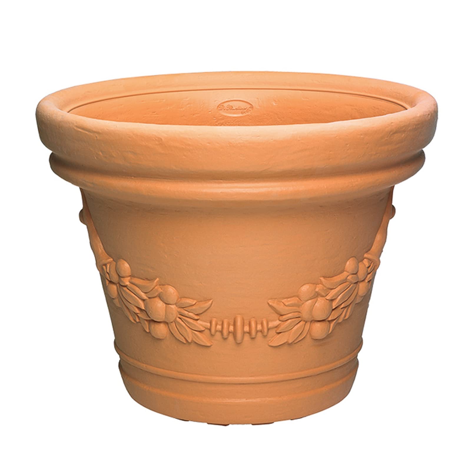 Mondo Viro Vaso in resina impruneta Elios per esterno con sottovaso con riserva d'acqua (cm Ø59x48h, Terracotta)