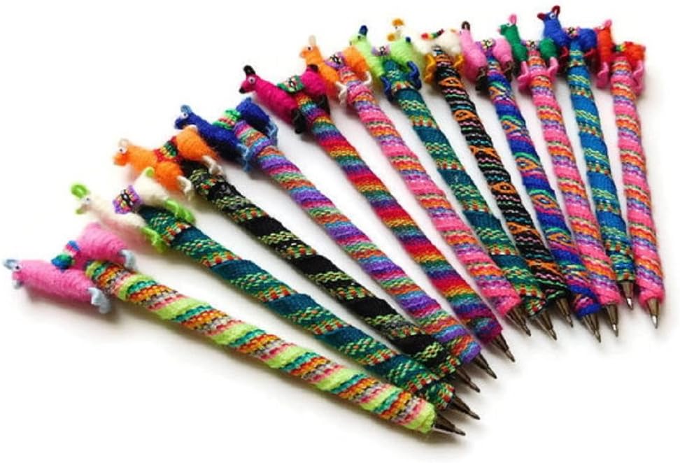 Ten Llama Writing Pens Alpaca Doll Peru Set Mix Pack Artisan Made 001158