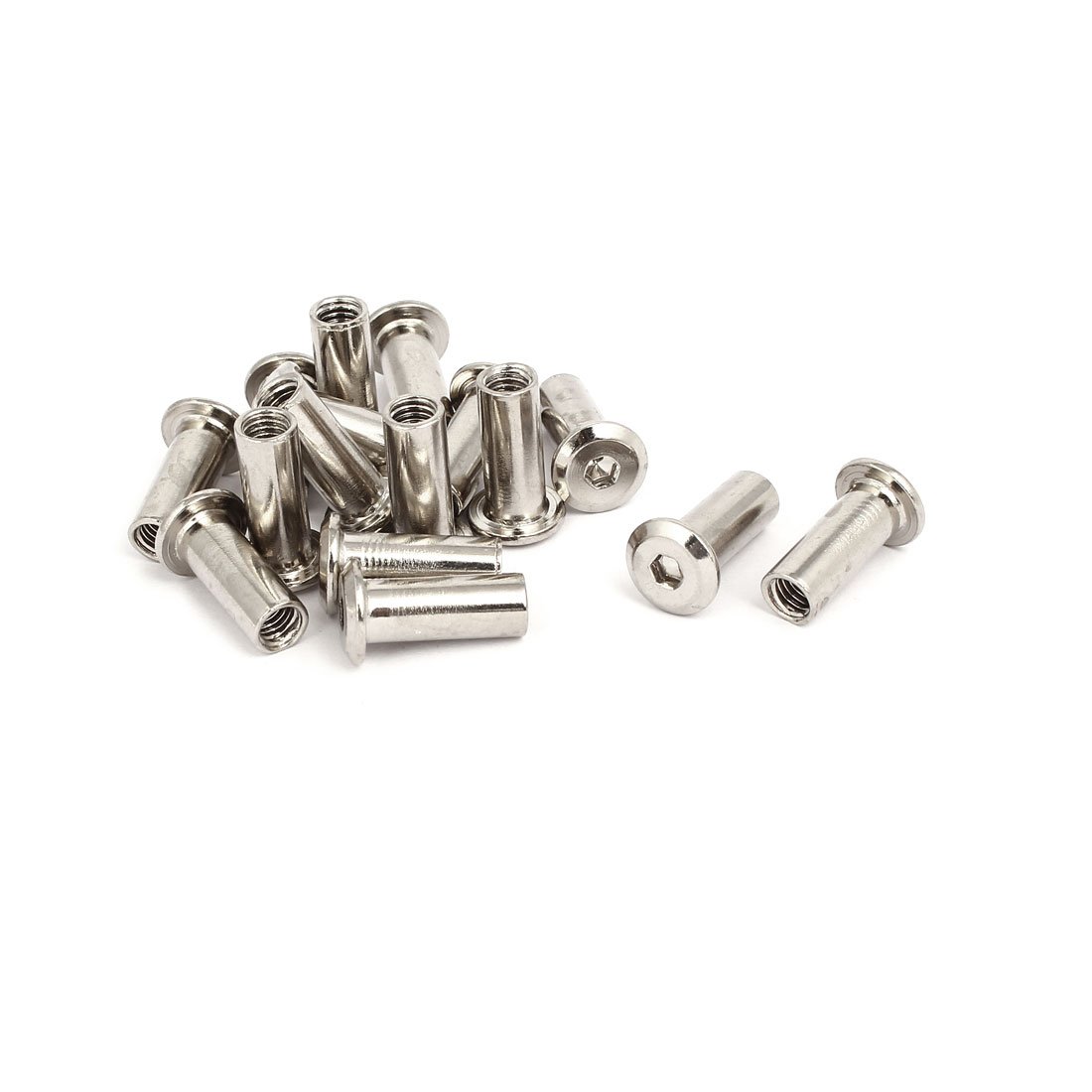 uxcell M6x20mm Female Thread Hex Socket Head Nut Furniture Fittings 16pcs