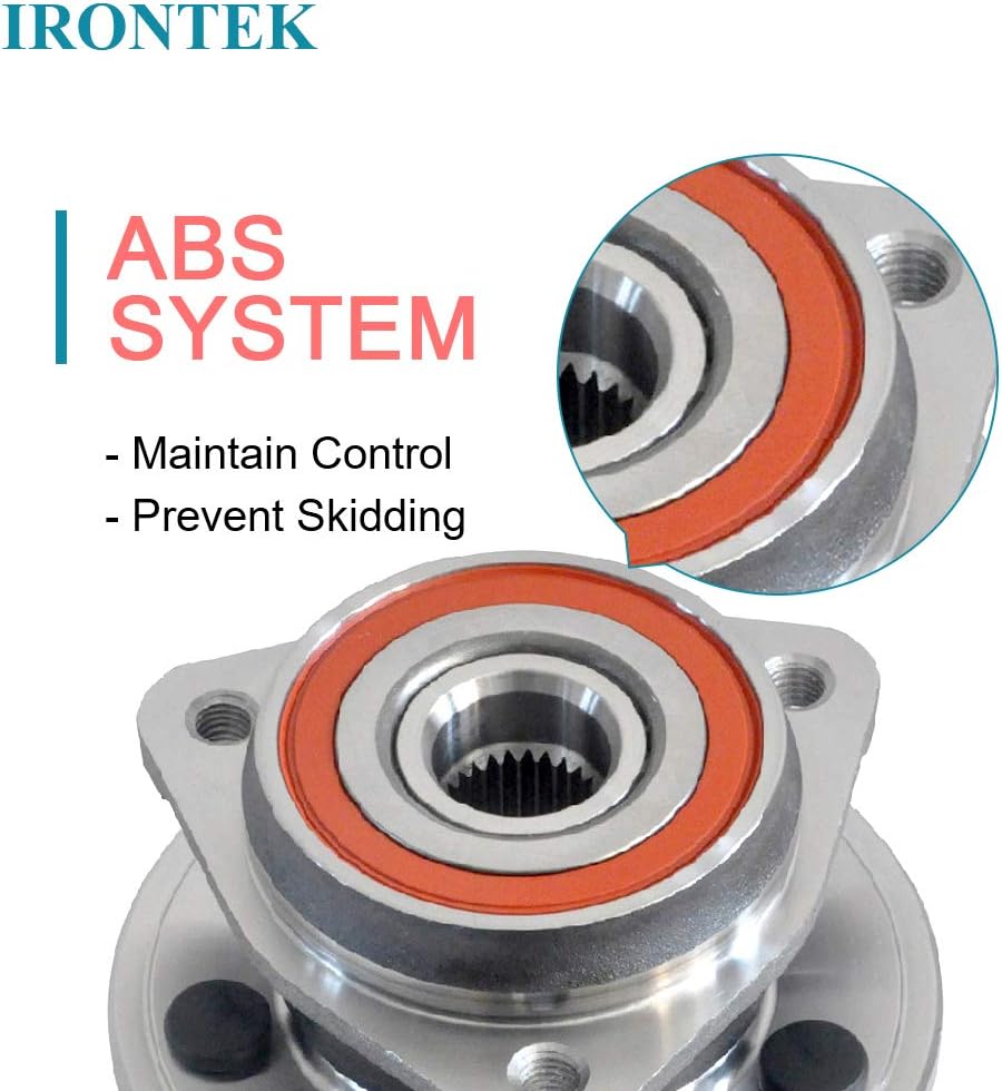 IRONTEK 513084x2 Front Wheel Bearing and Hub Assembly Fit Jeep 1990 Wagoneer, 90-95&97-98 Wrangler, 90-98 Cherokee 4x4, 93 Grand Wagoneer, 93-98 Grand Cherokee, 90-92 Comanche (MJ) 4x4 5 Lugs W/O ABS