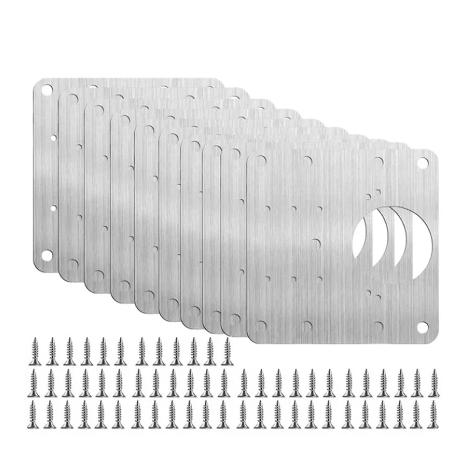 Uzamirlex 10Pcs Hinge Repair Plate, Stainless Steel Cabinet Hinges Repair Plate Kit With Holes 9Cm X 9Cm(10Pcs)