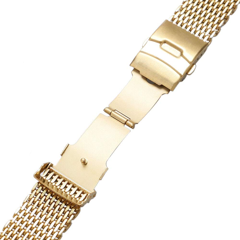 Pasek ze stali nierdzewnej męska bransoletka z siatki sportowej 18 mm 20 mm 22 mm 24 mm Złoto