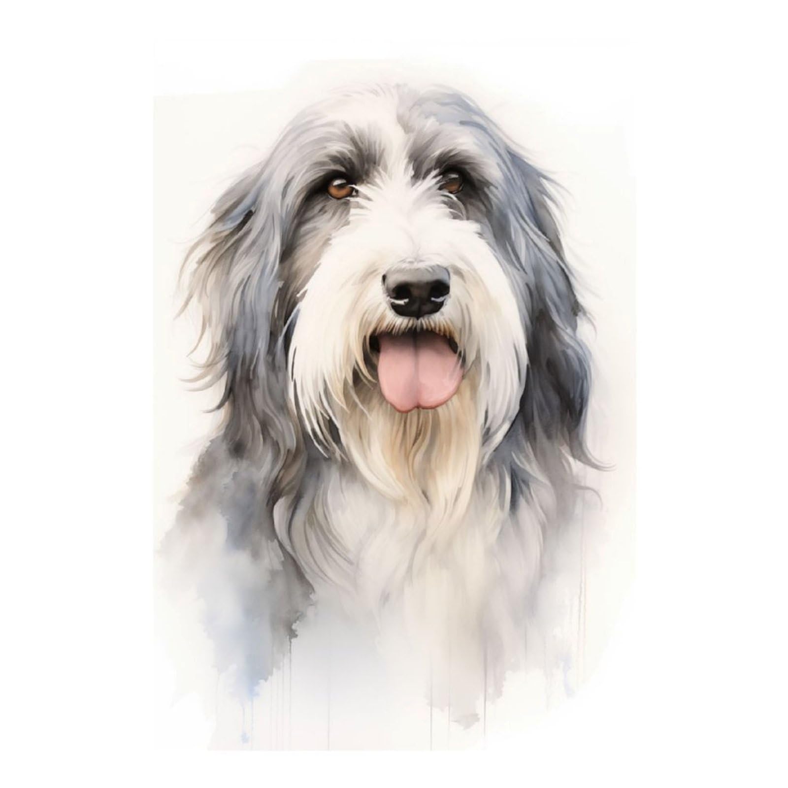 POLIUAWS Bearded Collie Portrait Diamond Painting Kits Adults for Leisure Time 5D DIY Crystal Art with Diamonds Gem Art 8"x12" Diamond Painting