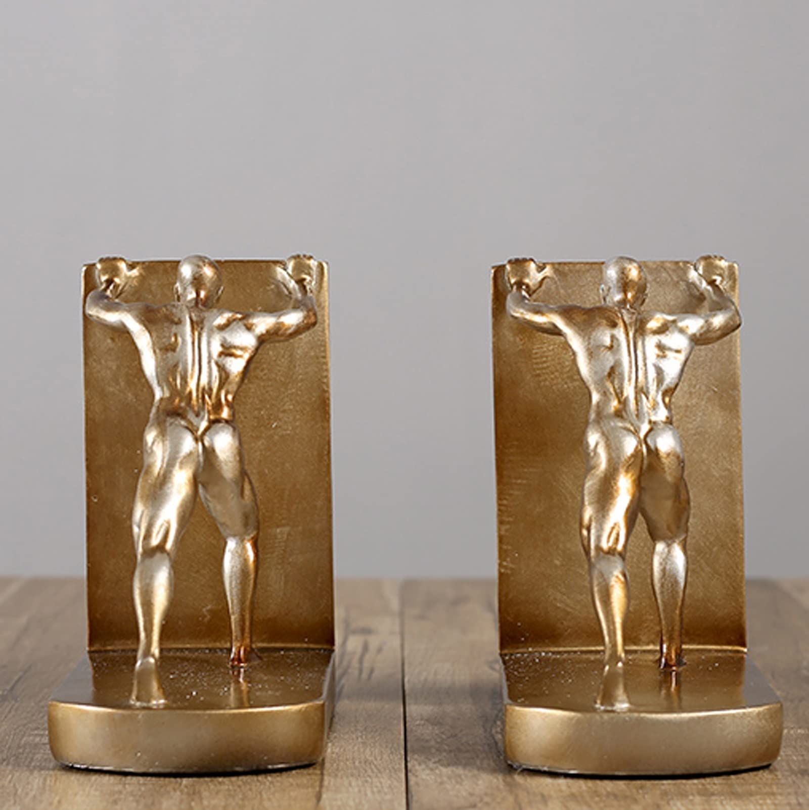 Estatua dorada de cuerpo completo para decoración de escritorio, figura de resina de contabilidad pesada, soporte para libros, bloqueo de libros pesados en estanterías y sala de estudio, decoración de