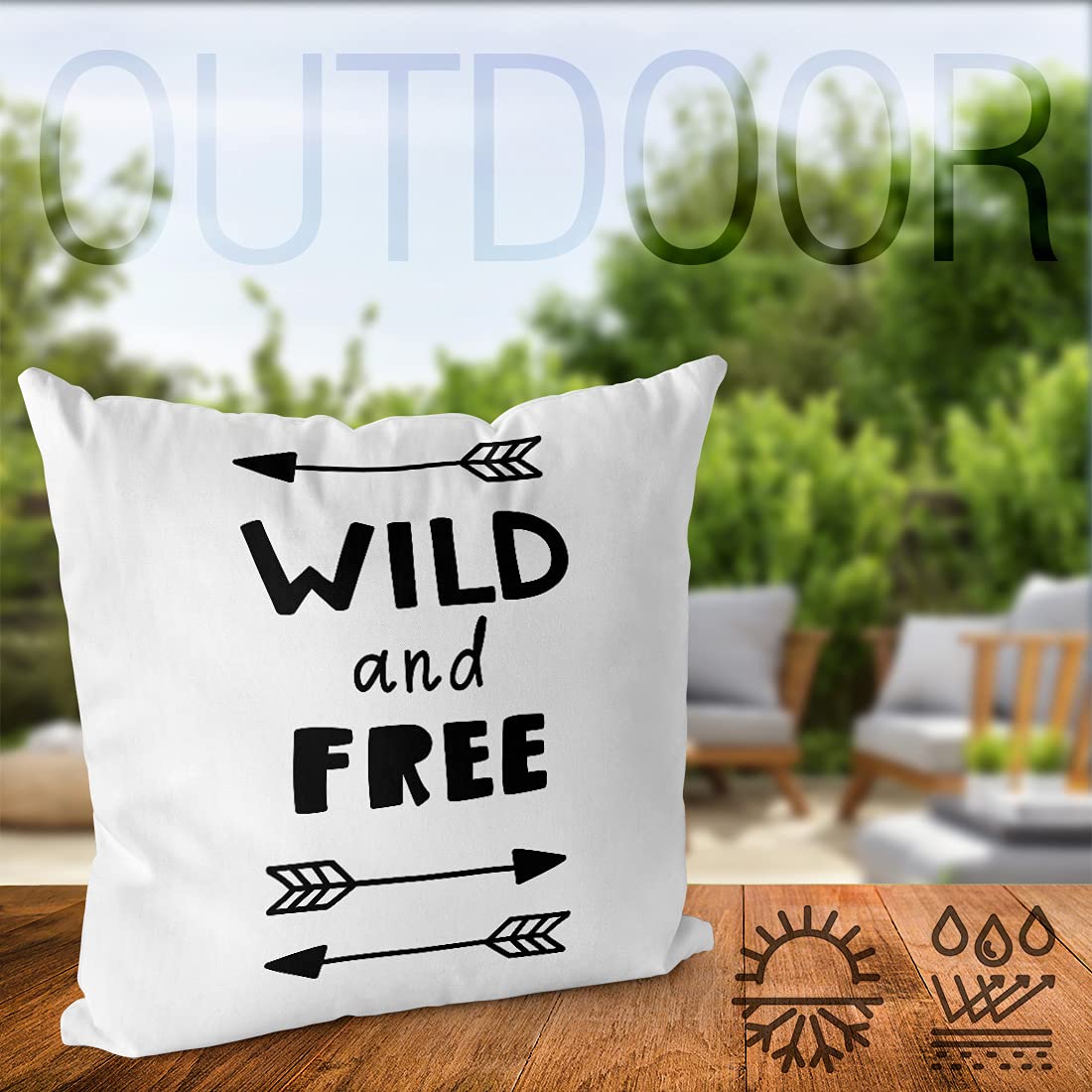 VOID Wild Free Spruch Cartoon Kissenbezug Kissenhülle Sofakissen Kissen Deko Outdoor-Kissen Dekokissen, Kissen Größe:60 x 60 cm