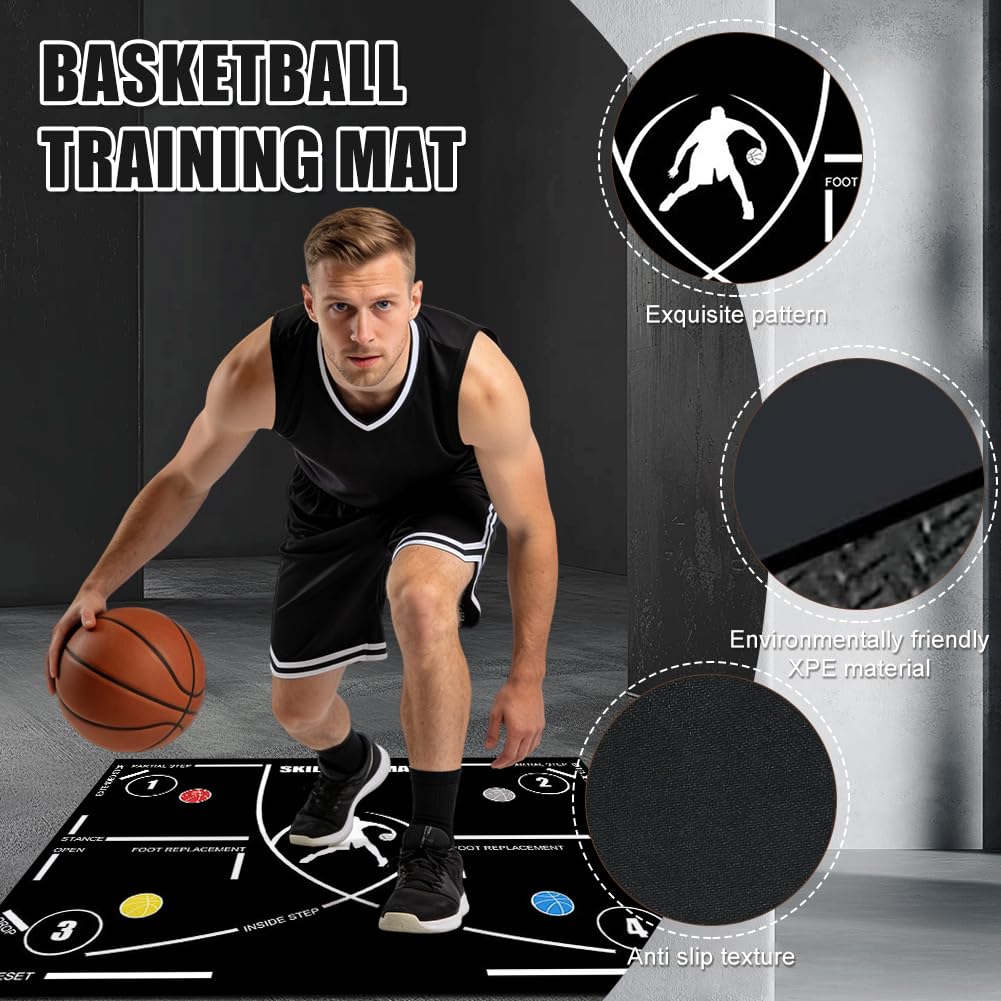 Esterilla de Baloncesto y Fútbol Esterilla de Entrenamiento, Esterilla Antideslizante Para Bloquear en Fútbol, Control Del Balón y Entrenamiento de Pasos, 120 x 86 cm