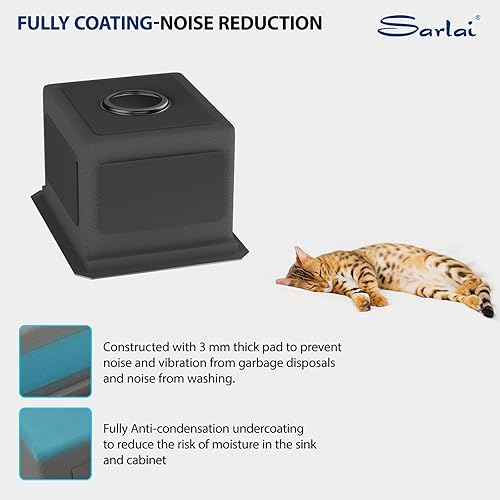 Miniatura 17 de Sarlai Fregadero de cocina de montaje inferior 21 x 19 pulgadas, repisa de fregadero de barra de montaje inferior, estación de trabajo, cuenco Acero