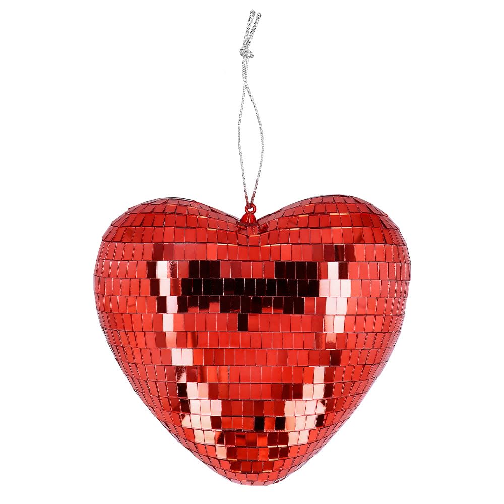 Boland - Shiny Heart Disco Ball, 19 cm, Decoration for Disco Fever Theme Party, Hanging Decoration for Wedding or New Year's Eve