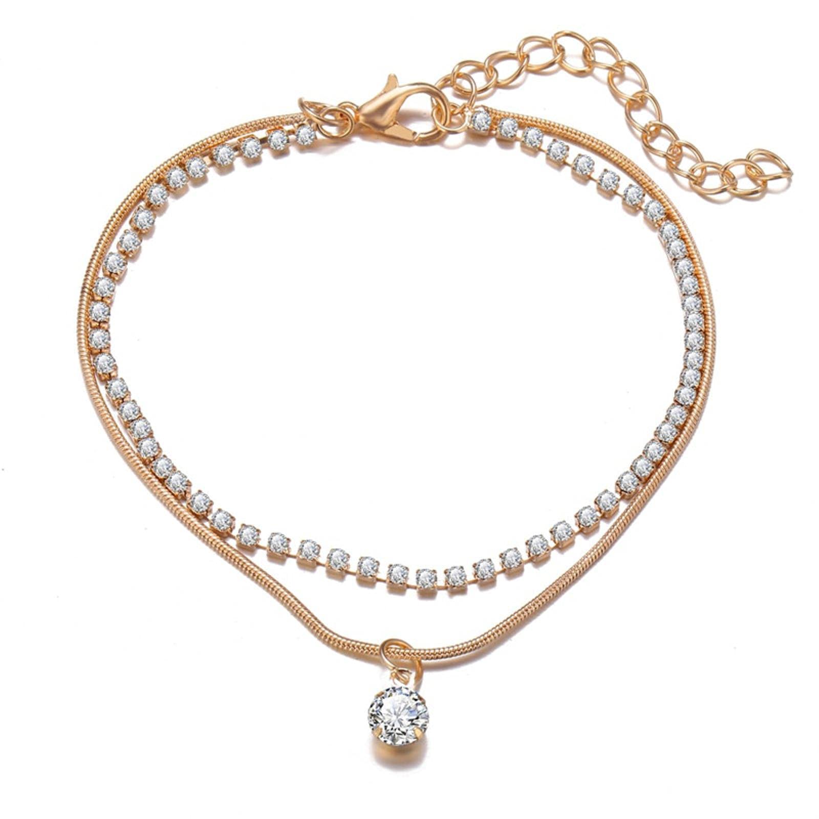 BCJMKDX bohemian bracelet, Round Beaded Bohemian Anklet For Women Accessories Gold Color Barefoot Sandals Foot Leg Bracelet Jewelry Gift
