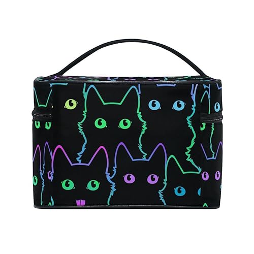 Miniatura 9 de senya Bolsas de maquillaje de viaje con cremallera, patrón de gatos negros, bolsa de cosméticos, bolsas de aseo y tren, bolsas de almacenamiento,