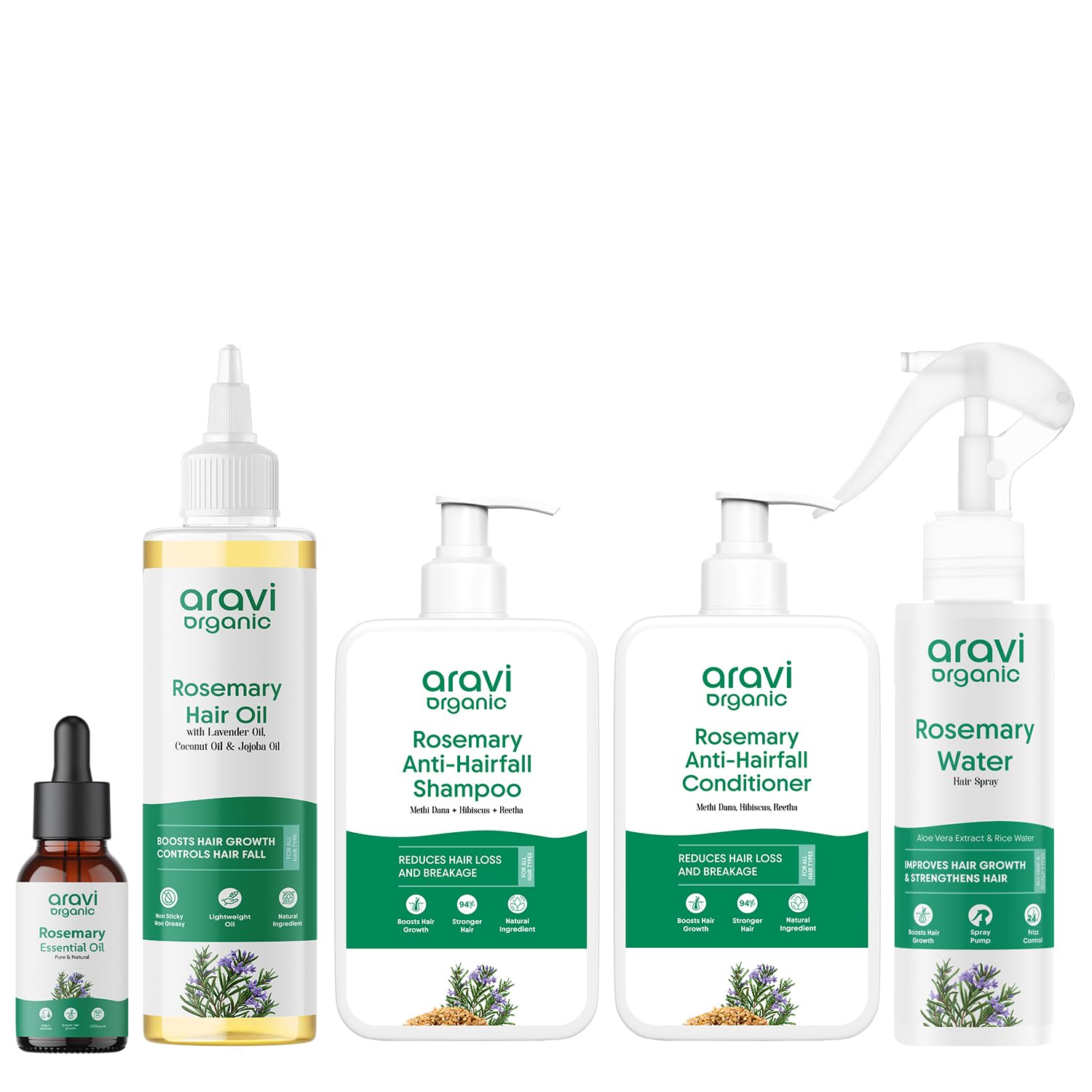Aravi Organic Rosemary Essential Oil & Lavender Hair Oil Set – Shampoo, Conditioner, Water Spray – Natural Hair Care for Growth, Strength & Shine-picture-38